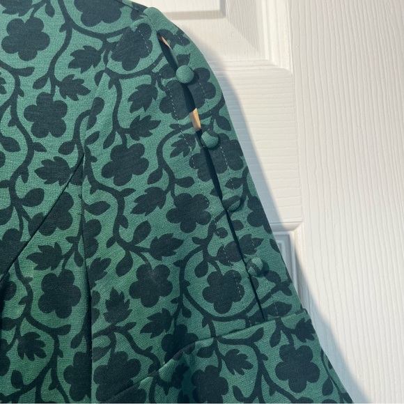 Boden Green Floral Alexis Midi Dress Button Sleeves Size 4R - Picture 4 of 14